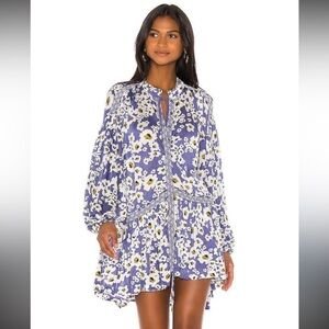 Free People Floral 'Love Letter' Tunic Mini Dress 'Rain Combo.